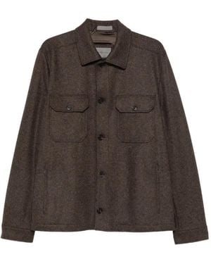 Corneliani Button-Up Wool Jacket - Brown