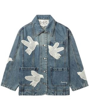 Sea Giacca Denim Con Ricamo Dove - Blu