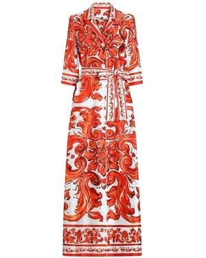 Dolce & Gabbana Abrigo Con Estampado De Mayólica - Rojo