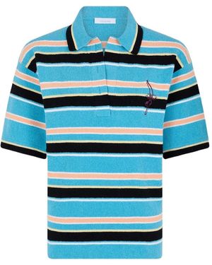 Rabanne Striped Terry Cotton Polo - Blue