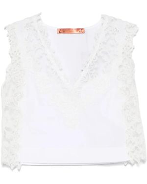 Ermanno Scervino レーストリム トップ - ホワイト