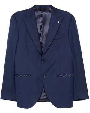 Luigi Bianchi Herringbone-Pattern Single-Breasted Suit - Blue