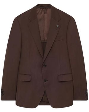 Lardini Single-Breasted Wool Blazer - Brown