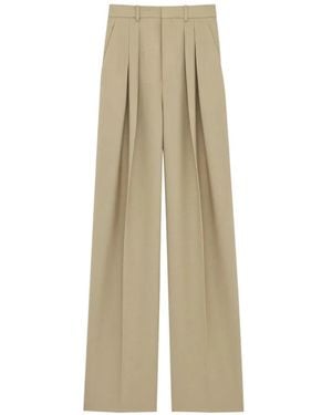Saint Laurent Pleated Trousers - Natural