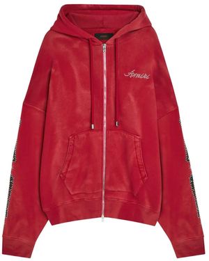 Amiri Bones Studded Oversized Zip Hoodie - Red