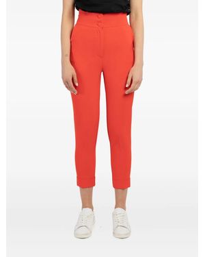 ACTUALEE High-Waist Button Pants - Red