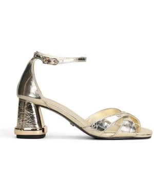 GOLD&ROUGE Cake Metallic-Effect Crossover-Strap Sandals - Natural
