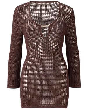 Melissa Odabash Ellis Crochet Mini Beach Dress - Brown