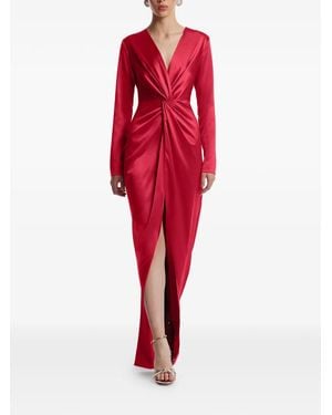 Framboise Knot V-Neck Dress - Red