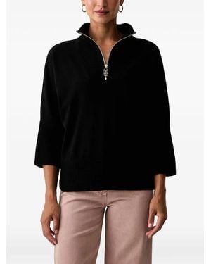 Joseph Ribkoff Pull En Maille Gaufrée À Col Zippé - Black