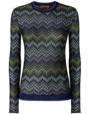 Missoni Long-Sleeve Viscose Jumper With Snake Motif - Blue