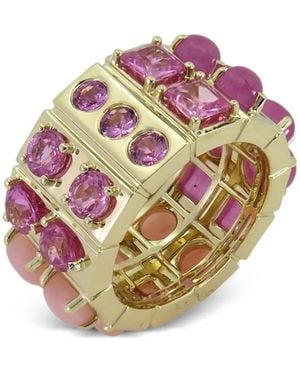 TYPE JEWELRY 14Kt Geelgouden Spin Ring Met Saffier - Roze