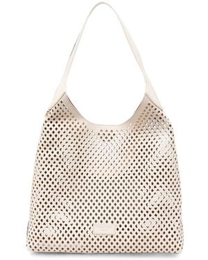 Twinset Perforated-Leather Shoulder Bag - White