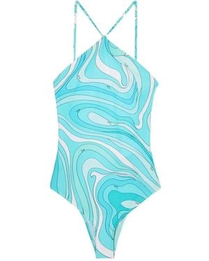 PUCCI Marmo-Print Swimsuit - Blue