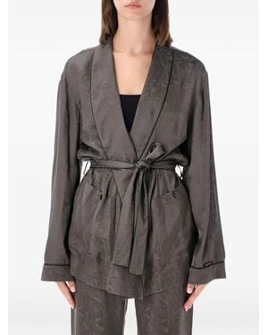 Golden Goose Floral-Jacquard Belted Jacket - Grey