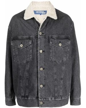 Junya Watanabe Faux-Shearling Collar Denim Jacket - Black