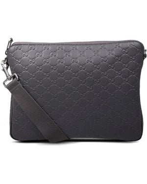 Gucci Embossed Messenger Bag - Grey