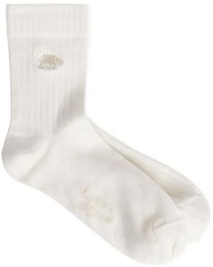 Maison Kitsuné Fox Ribbed Socks - White