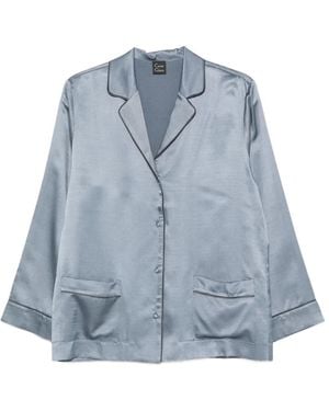 Carine Gilson Piping-Detail Silk-Blend Pyjama Top - Blue