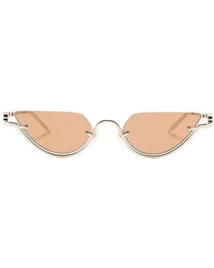 Gucci Half-Rim Geometric-Frame Sunglasses - Natural