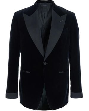 Tom Ford Velvet Peak-Lapel Tuxedo Dinner Jacket - Blue
