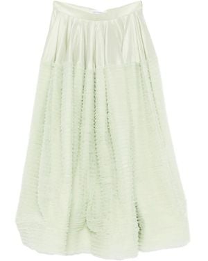 Viktor & Rolf Ruffled Satin A-Line Skirt - White