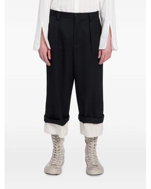 Ann Demeulemeester Pantalon Court Harol À Bords Plissés - Black