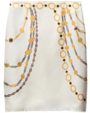 Versace Printed Silk Twill Pencil Skirt - Natural