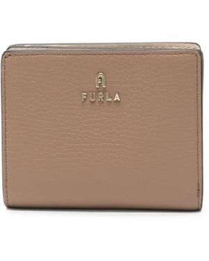 Furla Logo-Plaque Pebbled Leather Wallet - Brown
