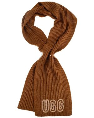 UGG Bufanda de canalé con logo - Marrón