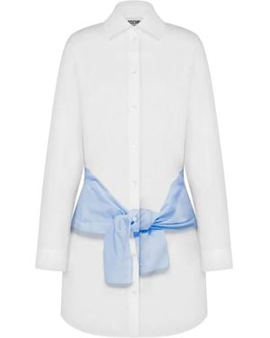 Moschino Trompe-L'Œil Printed Mini Shirt Dress - White