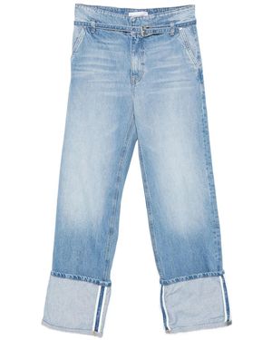 Brandon Maxwell Denim Jeans Met Ceintuur En Manchetten - Blauw
