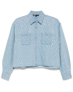 Maje Camicia Denim Con Strass - Blu