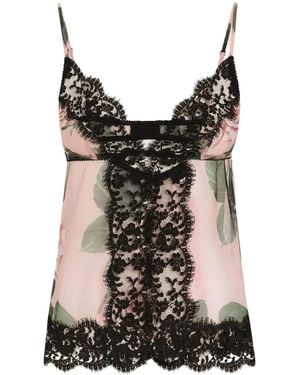 Dolce & Gabbana Nachthemd Mit Blumen-Print - Schwarz