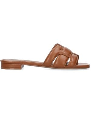 Bibi Lou Holly Interwoven-Strap Square-Toe Sandals - Brown