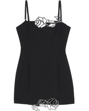 Blumarine Rose-embroidered Mini Dress - Black