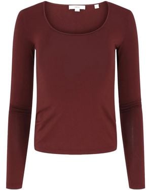 Vince Scoop Neck Long-Sleeved T-Shirt - Red