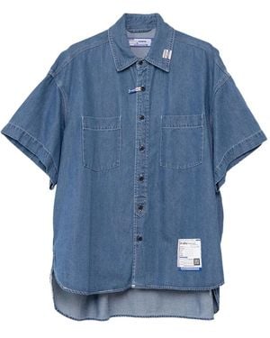 in・stru(men-tal) Logo-Patch Denim Shirt - Blue