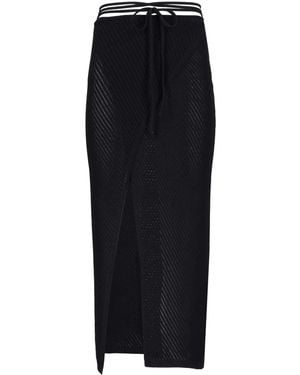 Laneus Pointelle-Knit Maxi Skirt - Black