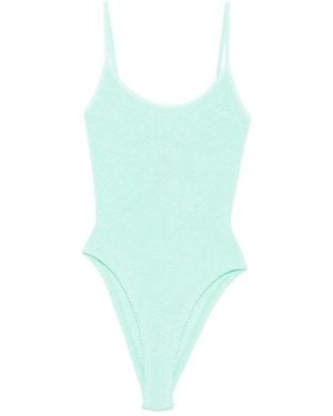 Hunza G Pamela Crinkle-Texture Swimsuit - Green