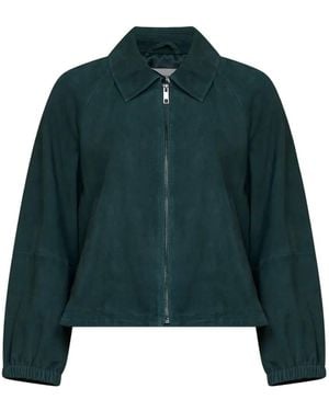 Weekend by Maxmara Zip-Up Leather Jacket - Green