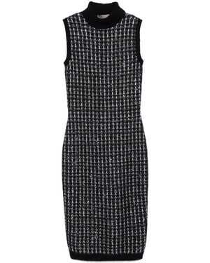 D.exterior Checked Sequined Midi Dress - Black