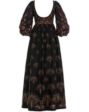 Agua Bendita Viviane Soledad Balloon Sleeve Maxi Dress - Black