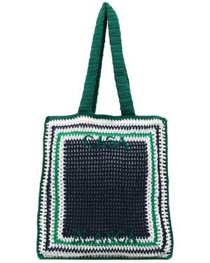 CASABLANCA Crochet Tote Bag - Blue