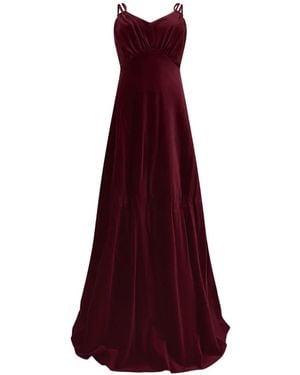 Moschino Velvet-Effect Pleated Maxi Dress - Purple