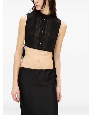 Ann Demeulemeester Lace-Detail Sleeveless Top - Black