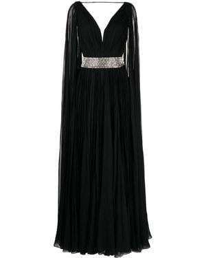 Jenny Packham Cape-Sleeve Silk Gown - Black