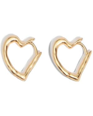 Bimba Y Lola Textured Heart Hoop Earrings - Metallic