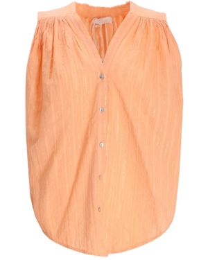 Devotion Iris Metallic-Striped Sleeveless Blouse - Orange