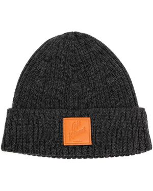 Café Kitsuné Logo-Patch Ribbed Knit Beanie - Black